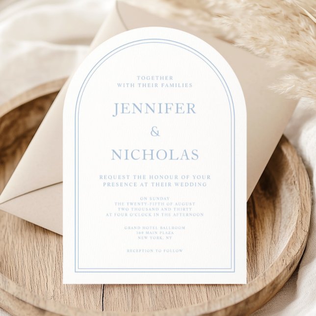 Eleganter Formal Blue Typografy Arch Einladung (Elegant Formal Blue Typography Arch Invitation)
