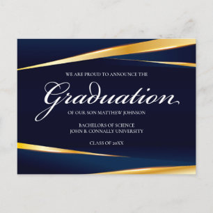 Eleganter formaler Abschluss für Navy Blue Gold Ge Postkarte