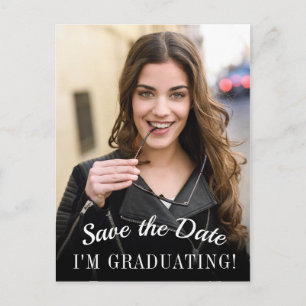 Eleganter Foto Abschluss Save the Date Postkarte