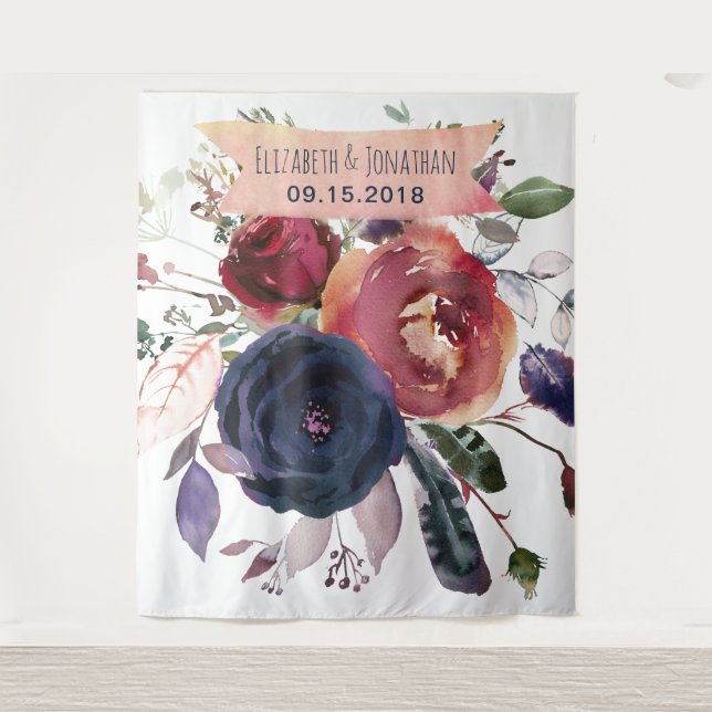 Eleganter Foto-Banner der Marine Burgundy Wandteppich (Vorderseite)