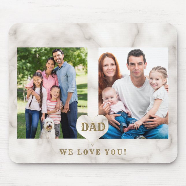Eleganter Foto Family Collage Vatertag Mousepad (Vorne)