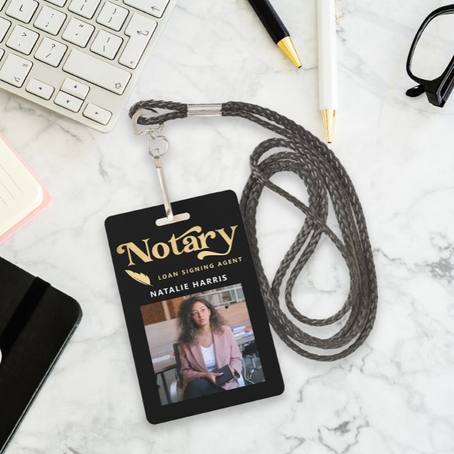 Eleganter Foto Gold Notary Loan Agent Ausweis (Von Creator hochgeladen)