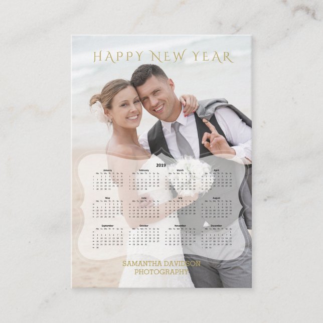 Eleganter Foto-Mini-Kalender Visitenkarte (Vorderseite)