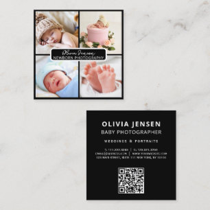Eleganter Foto Neugeborener Fotograf qr-Code Quadratische Visitenkarte