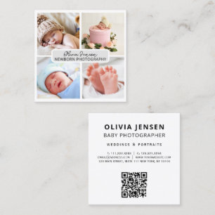 Eleganter Foto Neugeborener Fotograf qr-Code Quadratische Visitenkarte