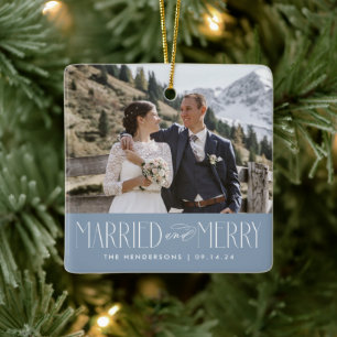 Eleganter Foto-Ornament für Frischvermählte mit de Keramikornament