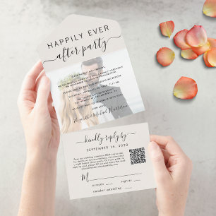 Eleganter Foto-QR-Code für den Hochzeitsempfang All In One Einladung