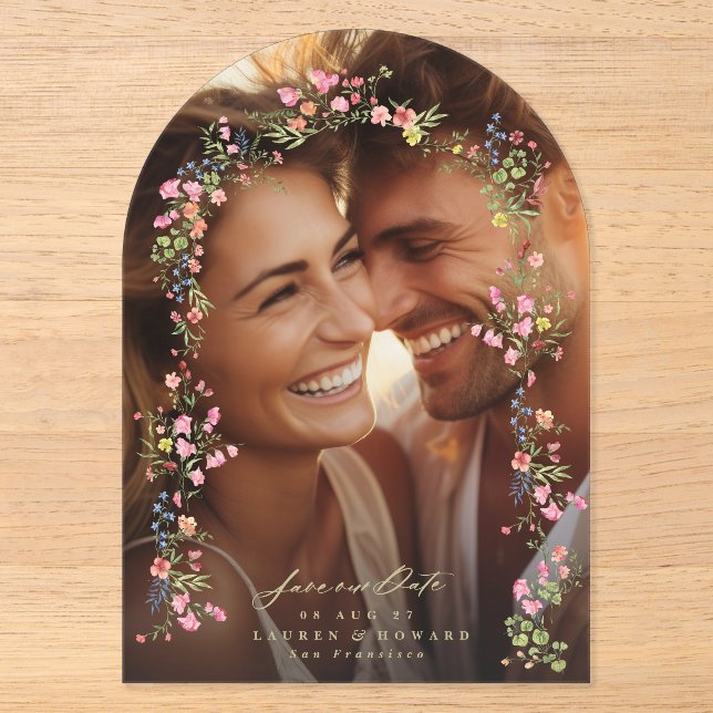 eleganter Foto Save the Date Hochzeit Acryleinladungen (Vorderseite)
