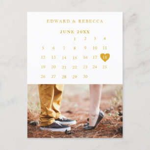 Eleganter Fotokalender Goldene Hochzeit Termin vor Ankündigungspostkarte