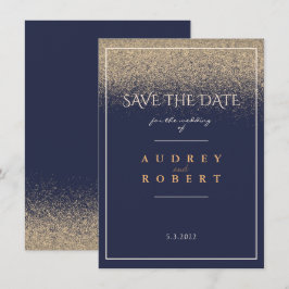Eleganter Frame Navy Blue Gold Glitzer Hochzeit Save The Date