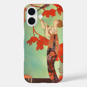 Eleganter französischer Jugendstil Papageien Vogel iPhone 16 Hülle