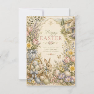 Eleganter französischer Landhaus-Ostergruß Vintage Dankeskarte