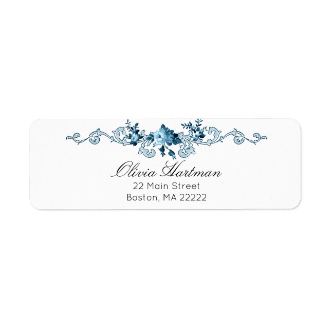 Eleganter französischer Rokoko Blue & White Floral (Vorne)
