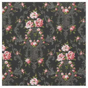 Eleganter französischer Rokoko Floral-Black Hinte Stoff