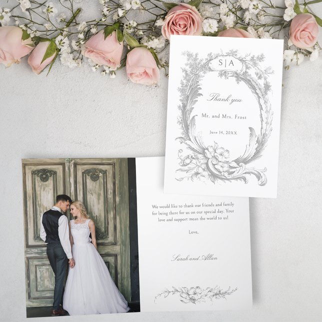 Eleganter französischer Rokoko Floral Dankeskarte (Von Creator hochgeladen)