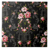 Eleganter französischer Rokoko floral-schwarzer Hi