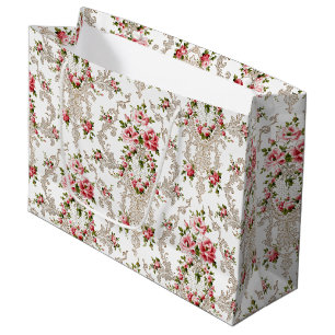 Eleganter französischer Rokoko Floral-White Hinte Große Geschenktüte