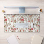 Eleganter französischer Rokoko floralweißer Hinter Schreibtischunterlage<br><div class="desc">Eleganter, romantischer und verzierter Vintager französischer Rokoko Stil nahtlos Blumen mit rosa Rosen und dekorativen Scrollwork auf weißem Hintergrund.</div>