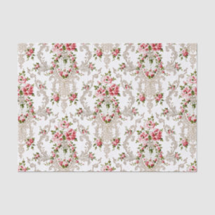 Eleganter französischer Rokoko floralweißer Hinter Seidenpapier