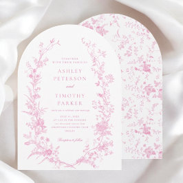 Eleganter französischer Rosa Toile Floral Wedding Einladung