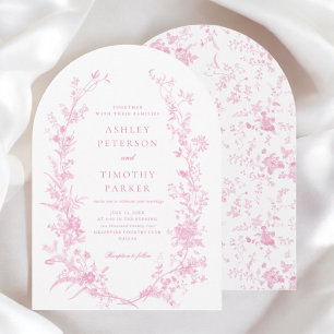 Eleganter französischer Rosa Toile Floral Wedding  Einladung