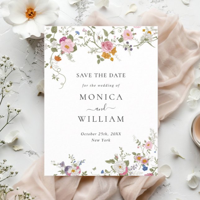 Eleganter French Garden Wedding Save the Date Postkarte (Von Creator hochgeladen)