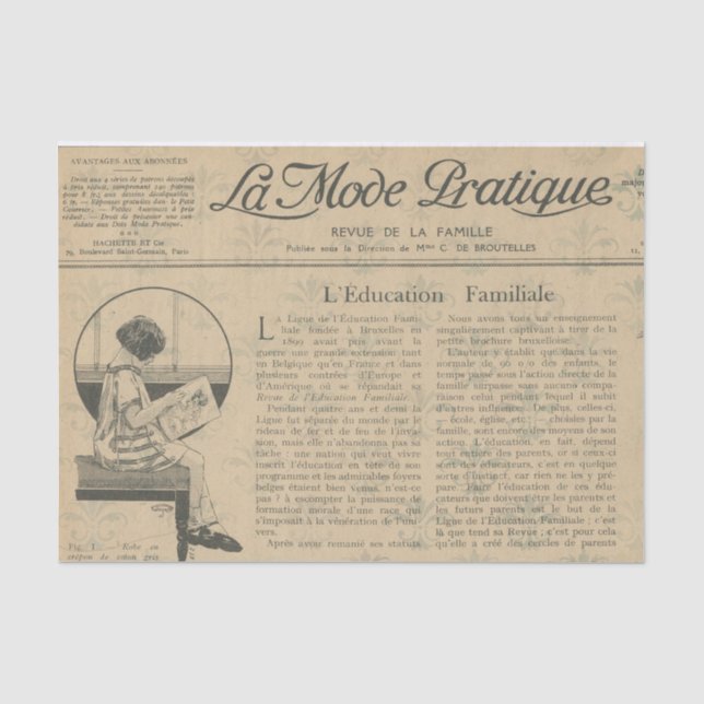 Eleganter French Newsprint Seidenpapier (Vorderseite)