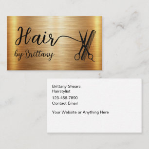 Eleganter Friseur Goldfarbener Glitzernder Entwurf Visitenkarte