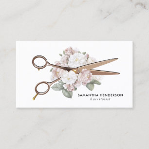 Eleganter Friseur im Vintage-Blumen-Look Visitenkarte