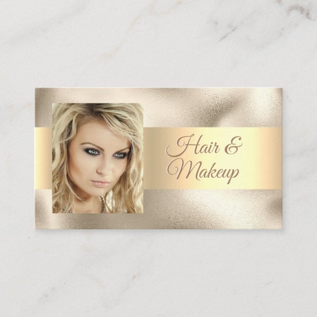 Eleganter Friseur & Makeup Salon, DIY Name Gold/Go Visitenkarte (Vorderseite)