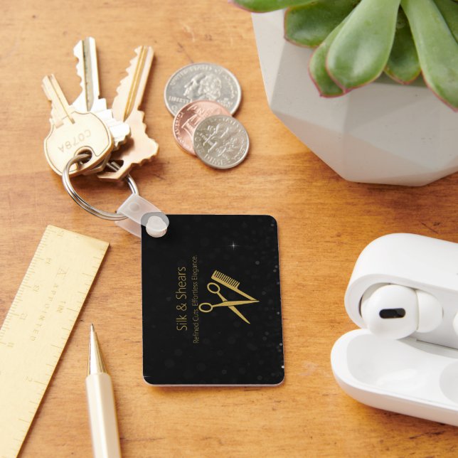 Eleganter Friseur Salon Schlüsselanhänger - Schwar (Schreibtisch)