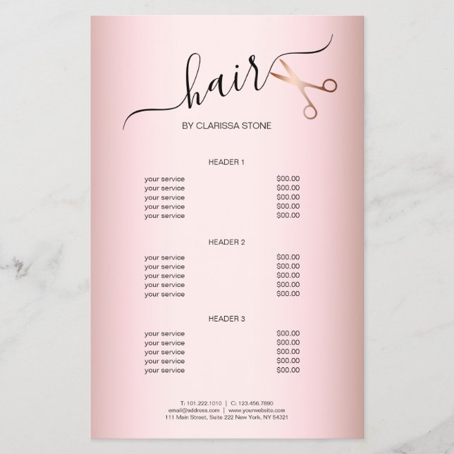 Eleganter Friseursalon der modernen Rose Flyer (Vorne)