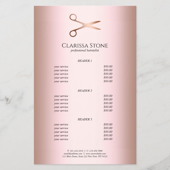 Eleganter Friseursalon der modernen Rose Flyer (Vorne)