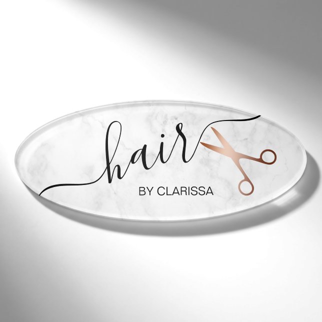 Eleganter Friseursalon der modernen Rose Namenschild (Vorderseite)