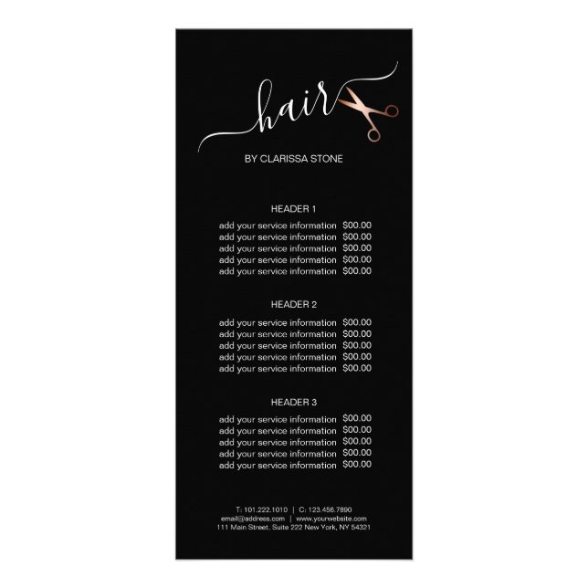 Eleganter Friseursalon der modernen Rose Werbekarte (Vorne)