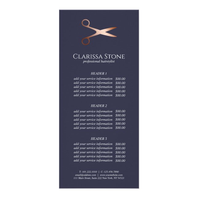 Eleganter Friseursalon der modernen Rose Werbekarte (Vorne)