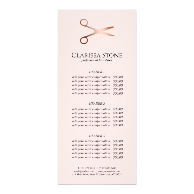 Eleganter Friseursalon der modernen Rose Werbekarte (Vorne)