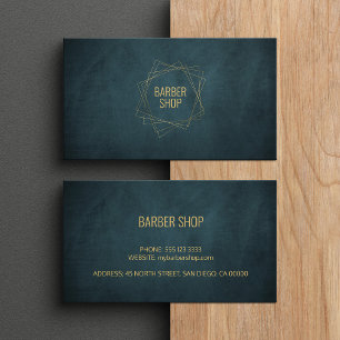 Eleganter Friseursalon in Marineblau und Gold mit  Visitenkarte