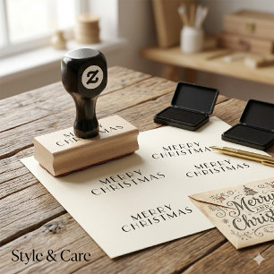 Eleganter Frohe Weihnachten Holzstempel Gummistempel