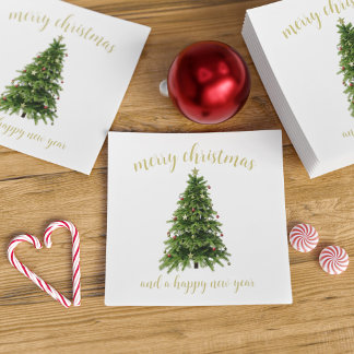 Eleganter Frohe Weihnachtsbaum Glückliches Neues J Serviette
