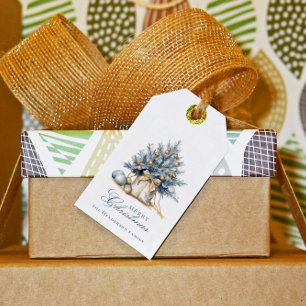 Eleganter Frohe Weihnachtsbaum Gold Blauer Individ Geschenkanhänger