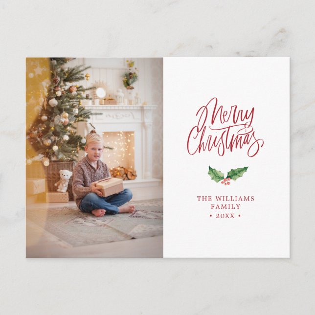 Eleganter froher Weihnachten Einfaches Foto Urlaub Postkarte (Vorderseite)