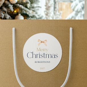 Eleganter froher Weihnachtssticker mit Goldbug Runder Aufkleber