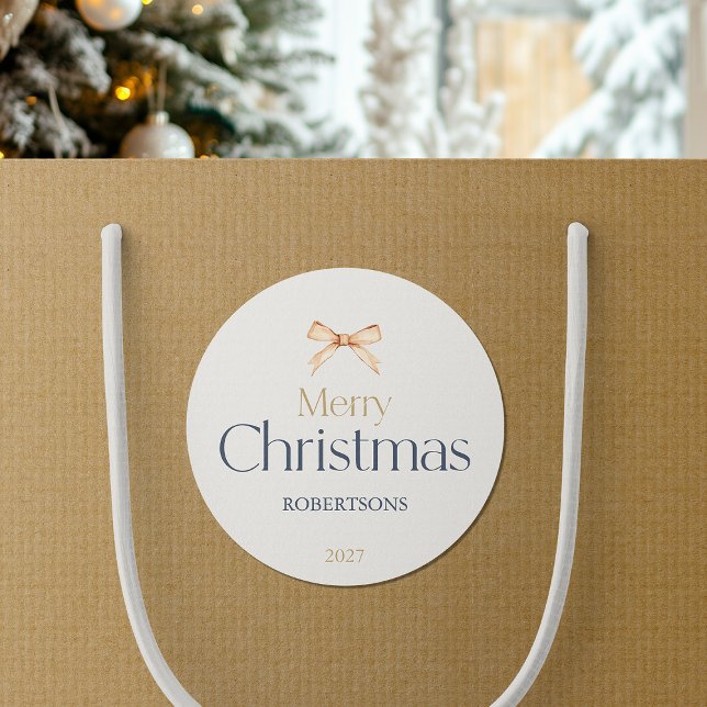 Eleganter froher Weihnachtssticker mit Goldbug Runder Aufkleber (Von Creator hochgeladen)