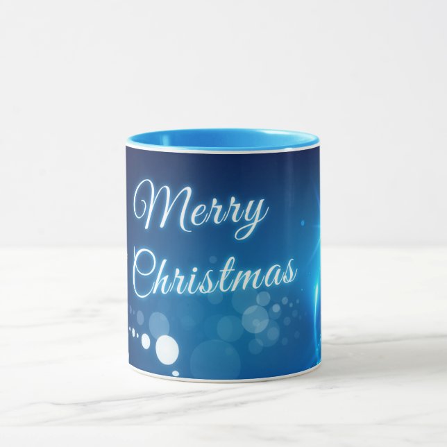 Eleganter froher Weihnachtsurlaub Xmas Blue Coffee Tasse (Zentrum)