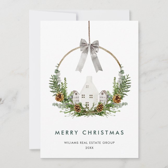 Eleganter, fröhlicher Weihnachtsverband Feiertagskarte (Vorderseite)