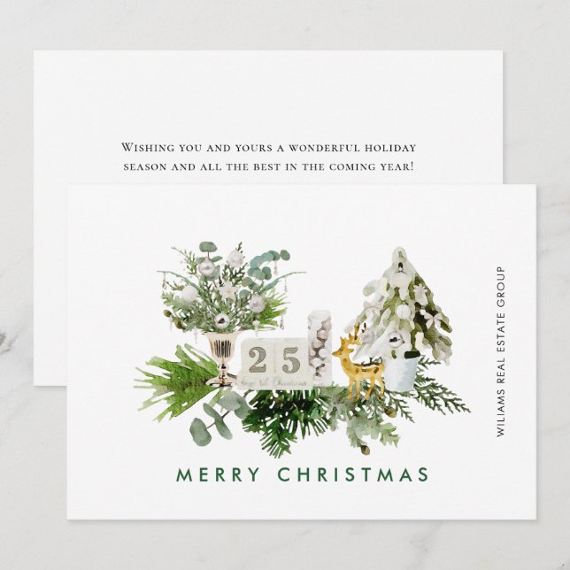 Eleganter, fröhlicher Weihnachtsverband Feiertagskarte (Vorne/Hinten)