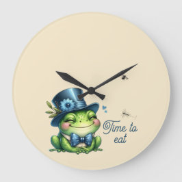 Eleganter Frosch - Zeit zum Essen Große Wanduhr