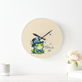 Eleganter Frosch - Zeit zum Essen Große Wanduhr