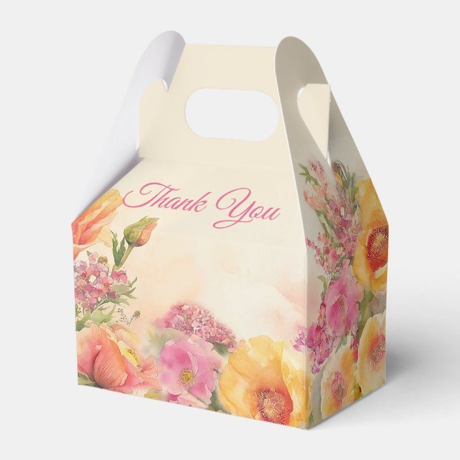 Eleganter Frühling Blüte in Rosa und Pfirsich Geschenkschachtel (Vorderseite)